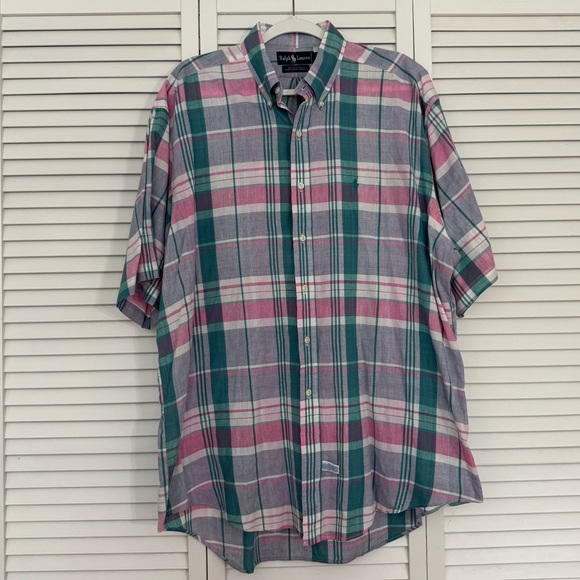 Ralph Lauren Other - Ralph Lauren Men's Casual Plaid Shirt - Green and Pink 100% Cotton Sz XL Preppy